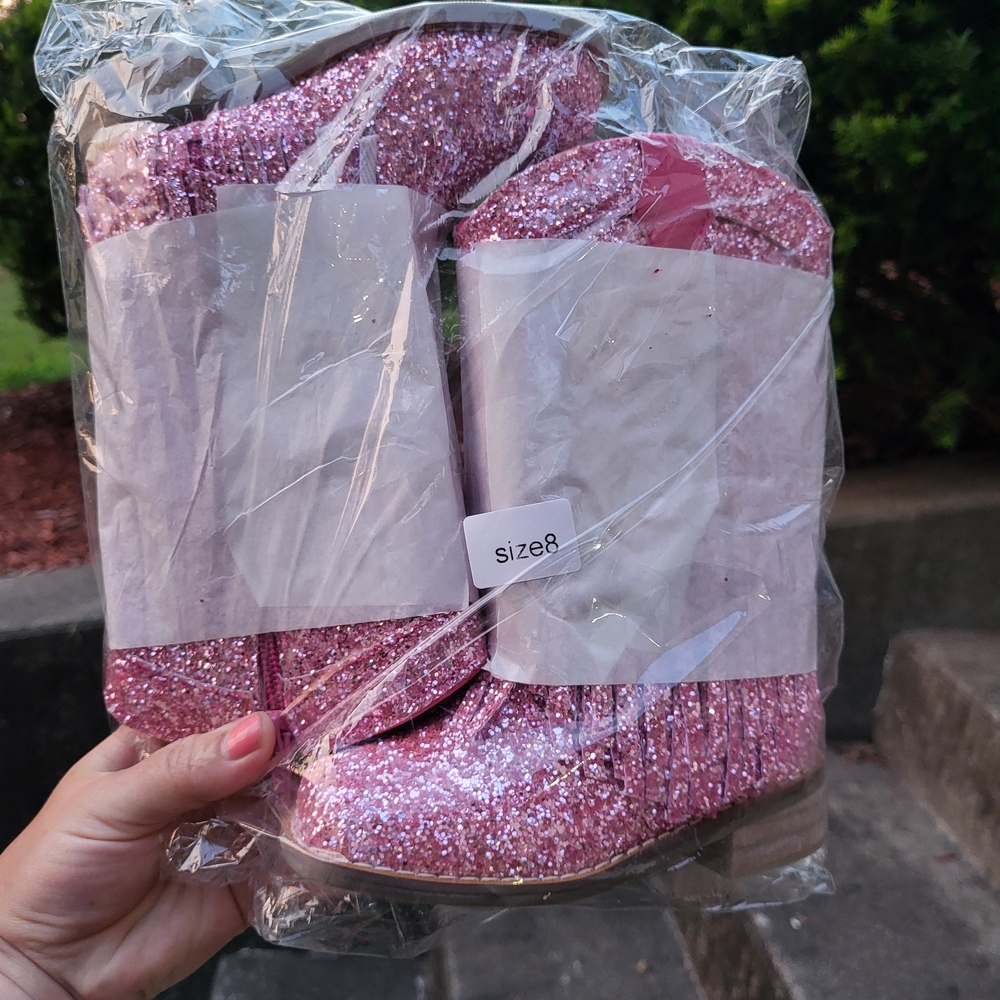 Pink Glitter Ankle Boots